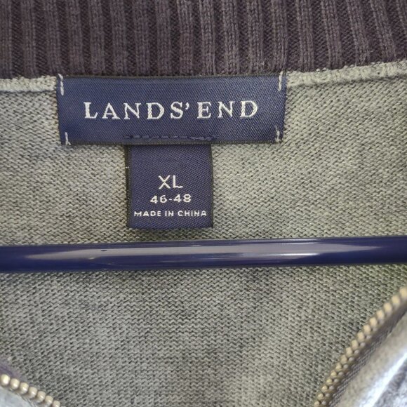 Vintage Lands End Men's 1/4 Zip Pullover Retro Embroidered Tennis Size 46-48 XL - Picture 7 of 7